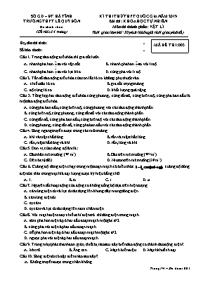 Đề thi thử THPT Quốc gia môn Vật lí - Mã đề 003 - Năm học 2019-2020 - Trường THPT Lê Quý Đôn